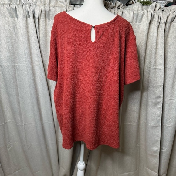 Rust Colored Relaxed Tie Front Short Sleeve Blouse 3X - Picture 7 of 9
